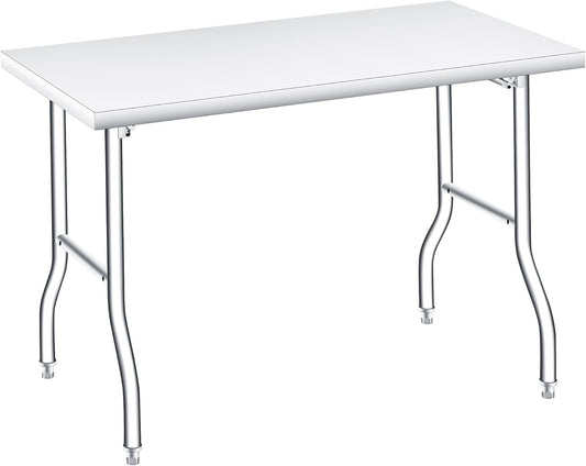COZONY Stainless Steel Foldable Work Table, 48×30 Inch Heavy Duty Construction, Rust-Resistant & Durable Utility Table for Home Kitchen, Food Prep, Garage Storage and Outdoor Use