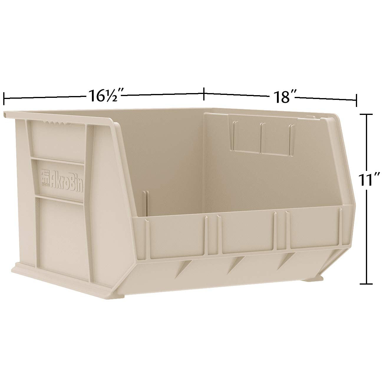 Akro-Mils 30270 AkroBins Plastic Storage Bins, Space-Saving Stackable Bins for Garage, Pantry, Craft Organization, 18" x 16" x 11", Black, 3-Pack