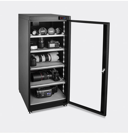 PreAsion 100L 5 Layers Electronic Dry Cabinet Camera Storage Dehumidify Cabinet 100-240V Noiseless and Energy Saving for Camera and Lenses Automatic Digital Camera Storage Dry