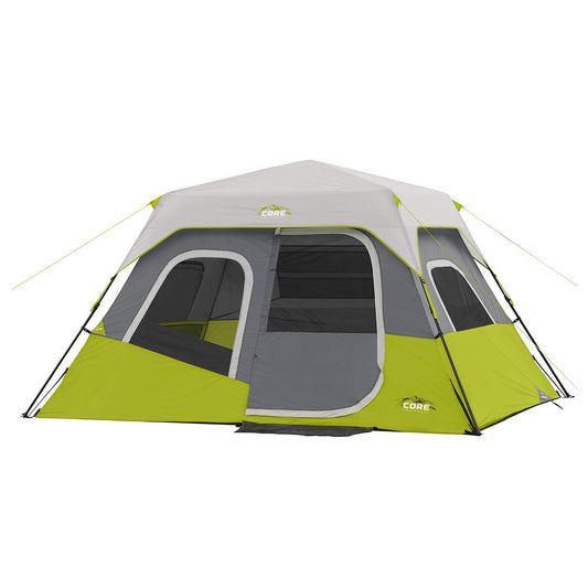 CORE 6 Person Instant Cabin Tent | Portable Large Pop Up Tent with Easy 60 Second Camp Setup for Family Camping | Included Hanging Organizer for Outdoor Camping Accessories