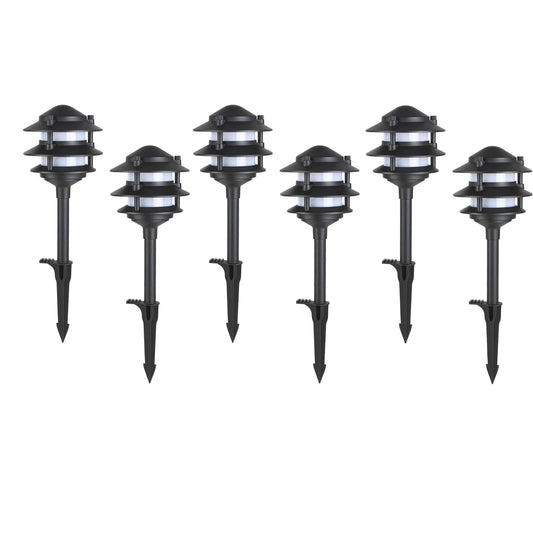 MULANDI 6 Pack Pathway Lights Outdoor, Metal IP54 Waterproof Bright Integrated LED Landscape Light for Walkway Garden Yard Patio Decoration, 3000K Warm White, Black, ETL, UL