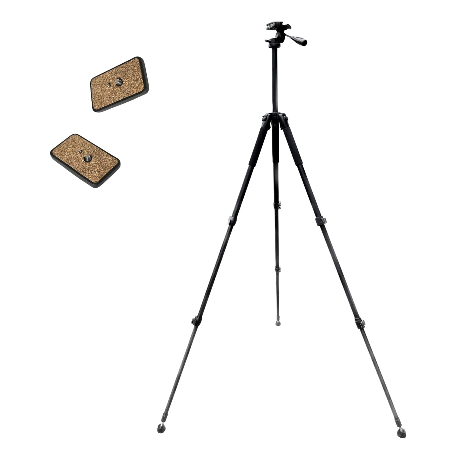 Oberwerk 3000 Tall Tripod & Sport L-Adapter with 2 Quick-Release Plates - Portable Binocular & Camera Tripod Stand Bundle | Extra Long Extension Up to 78"