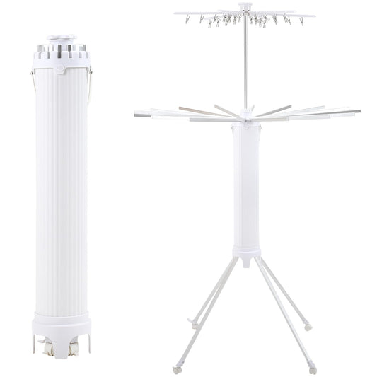 Dollate 4-Legged Clothes Drying Rack Foldable,2 Tier Portable and Collapsible Space Saving Laundry Drying Rack with 4 Pulleys,Aluminum Dry Rack for Clothes