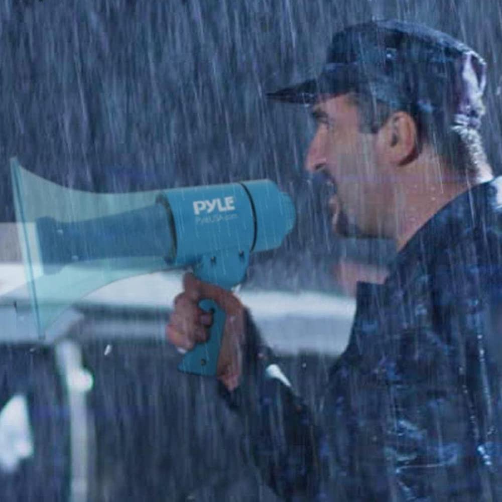 Pyle 40W Portable PA Megaphone with Alarm Siren, Adjustable Volume, Marine Grade Waterproof Construction, 1000-Yard Range, Lightweight Handheld, Requires 8 AA Batteries - Ideal for Indoor/Outdoor Use