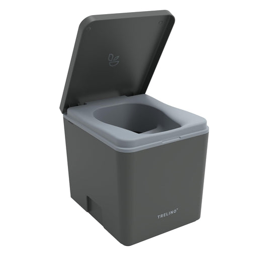 TRELINO Composting Toilet Evo M Gray, Portable Toilet for Camping & Outdoor, Odorless, 1.3 gal & 2.1 gal Capacity, 13 x 15.4 x 14.2 inches