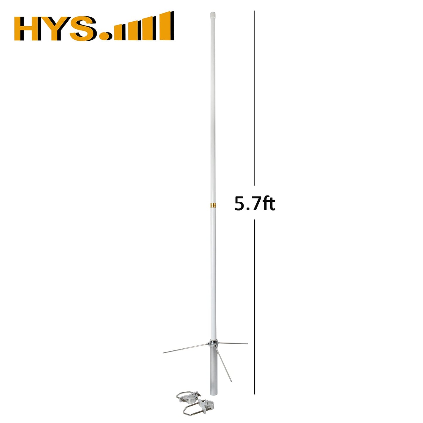 HYS 200W GMRS Base Antenna 5/8 Wave 7.2dBi Pre-Tuned 462-467MHz for Motorola Repeater GR1225 GR500, Midland Anytone Mobile Radio, Fiberglass Omnidirectional