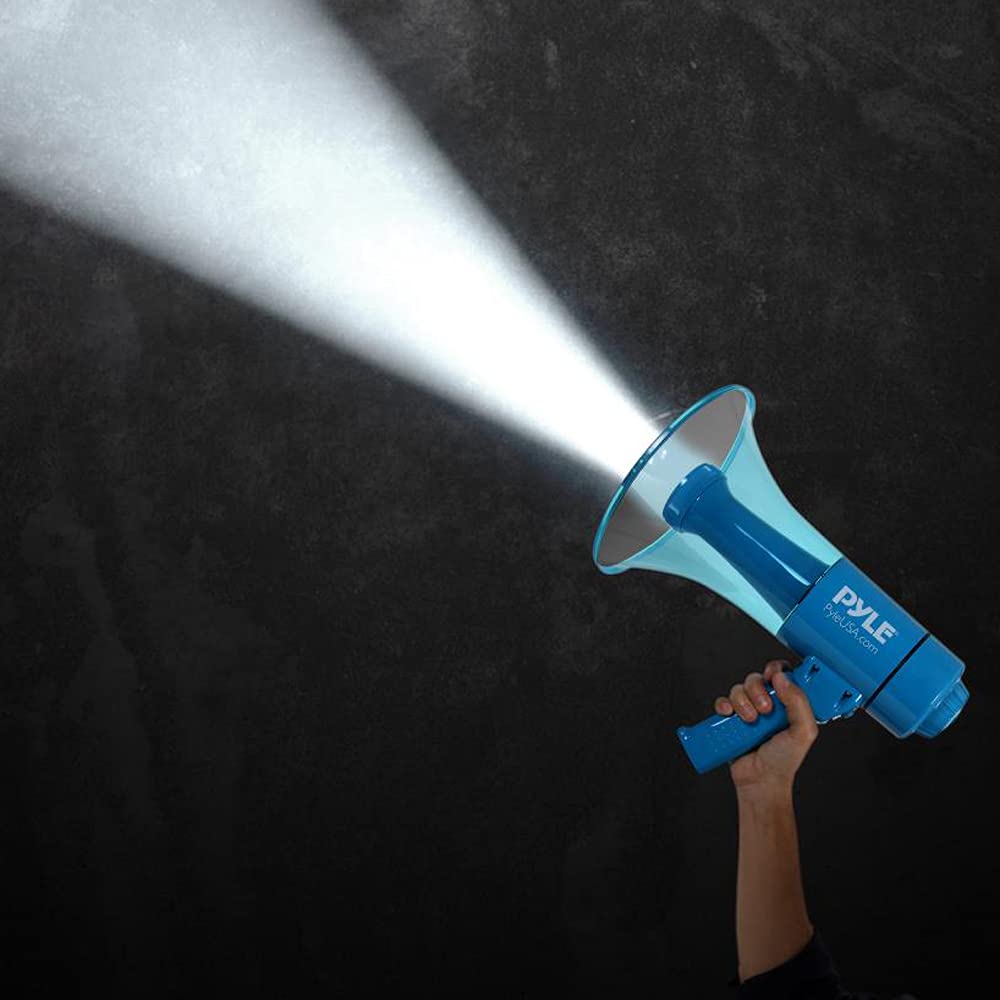 Pyle 40W Portable PA Megaphone with Alarm Siren, Adjustable Volume, Marine Grade Waterproof Construction, 1000-Yard Range, Lightweight Handheld, Requires 8 AA Batteries - Ideal for Indoor/Outdoor Use