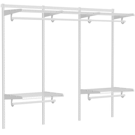 MODCART 6-10FT Closet Shelving System, Adjustable Metal Wire Shelf, Wall-mounted Closets Kit with Expandable Hanging Rod, DIY Organization Rack for Walk-in/Built-in Wardrobe of Bedroom, Laundry