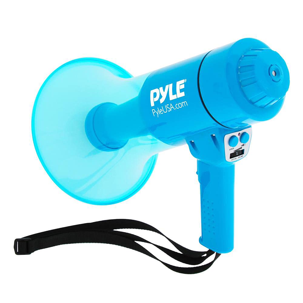 Pyle 40W Portable PA Megaphone with Alarm Siren, Adjustable Volume, Marine Grade Waterproof Construction, 1000-Yard Range, Lightweight Handheld, Requires 8 AA Batteries - Ideal for Indoor/Outdoor Use