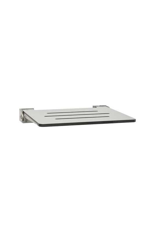 Seachrome 18 inch Silhouette Slimline Folding Wall Mount Shower Bench Seat, Light Gray Seat with Silver Frame