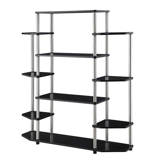 Convenience Concepts Designs2Go No Tools Wall Unit Bookshelf 47.25" - Contemporary Storage Shelves for Display, 10 Spacious Shelves for Modern Living Room, Office, Den, Black
