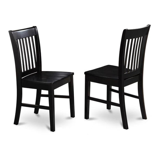 East West Furniture NFC-BLK-W Norfolk Dining Chairs - Slat Back Wood Seat Kitchen Chairs, Set of 2, Black