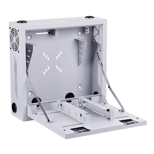 Kenuco Heavy Duty 16 Gauge Steel DVR Security Lockbox with Fan and Swing Open Top (18'' x 18'' x 5'' White)