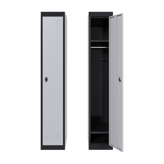 GAOMON Metal Locker, Metal Storage Locker with Shelves and Doors, Perfect for Employees and Students, Ideal for Offices, Schools, Gyms, Homes, and Garages, Assembly Required, Grey & Black