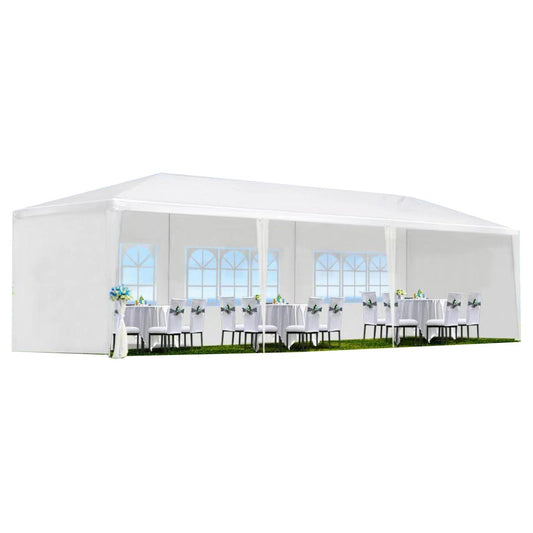 10x30 Party Tent, Outdoor Wedding Tents with 5 Removable Sidewalls, Gazebo Shelter for Parties Patio, Outside Waterproof Canopy Tents, Party Wedding BBQ Events Tent White