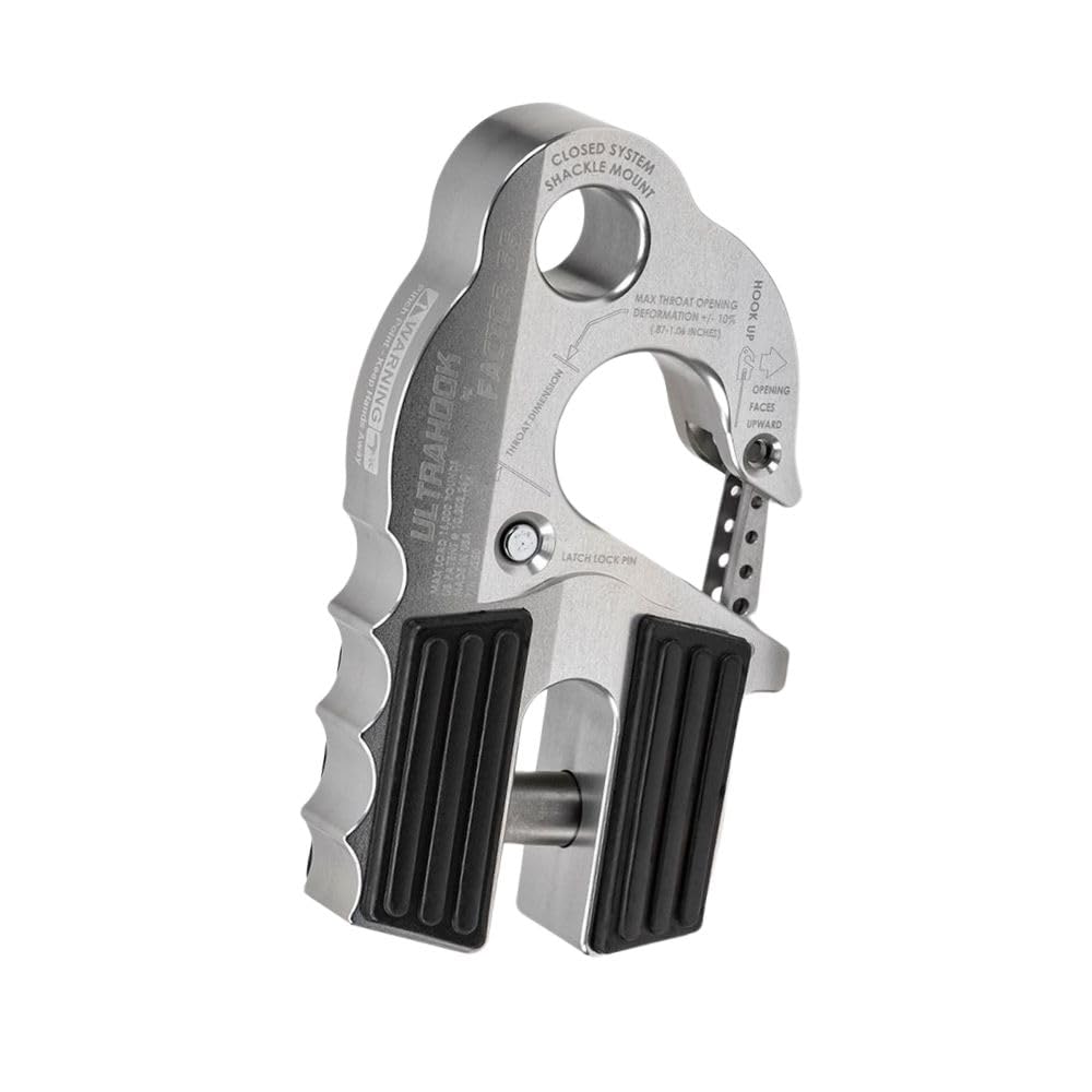 Factor 55 00250-05 Ultrahook Winch Hook Closed System Shackle Max Load 16,000 lbs ULT Strength Shackle Pin Mount 48,000 lbs Offroad 4x4 Adventure – Silver
