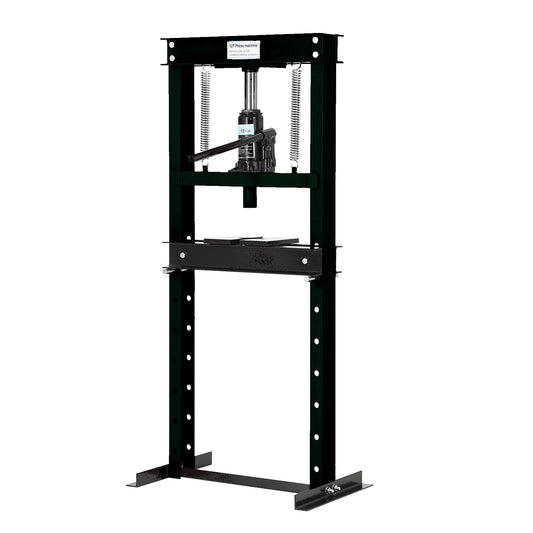 12T Hydraulic Press, Heavy Duty H-Frame Garage Floor Hydraulic Shop Press with Press Plates, Adjustable Working Table Height, for Auto Repair, Black