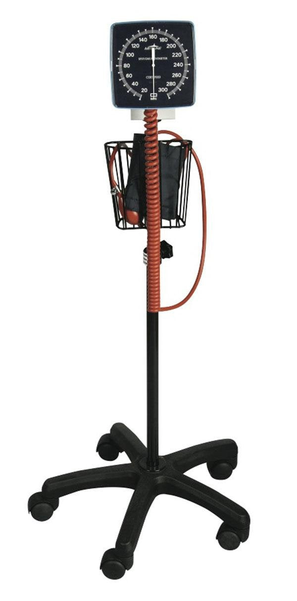 Medline Mobile Aneroid Blood Pressure Monitor, Stand Included, Precise, Portable, and User-Friendly BP Cuff with Clear Gauge, Adult Size