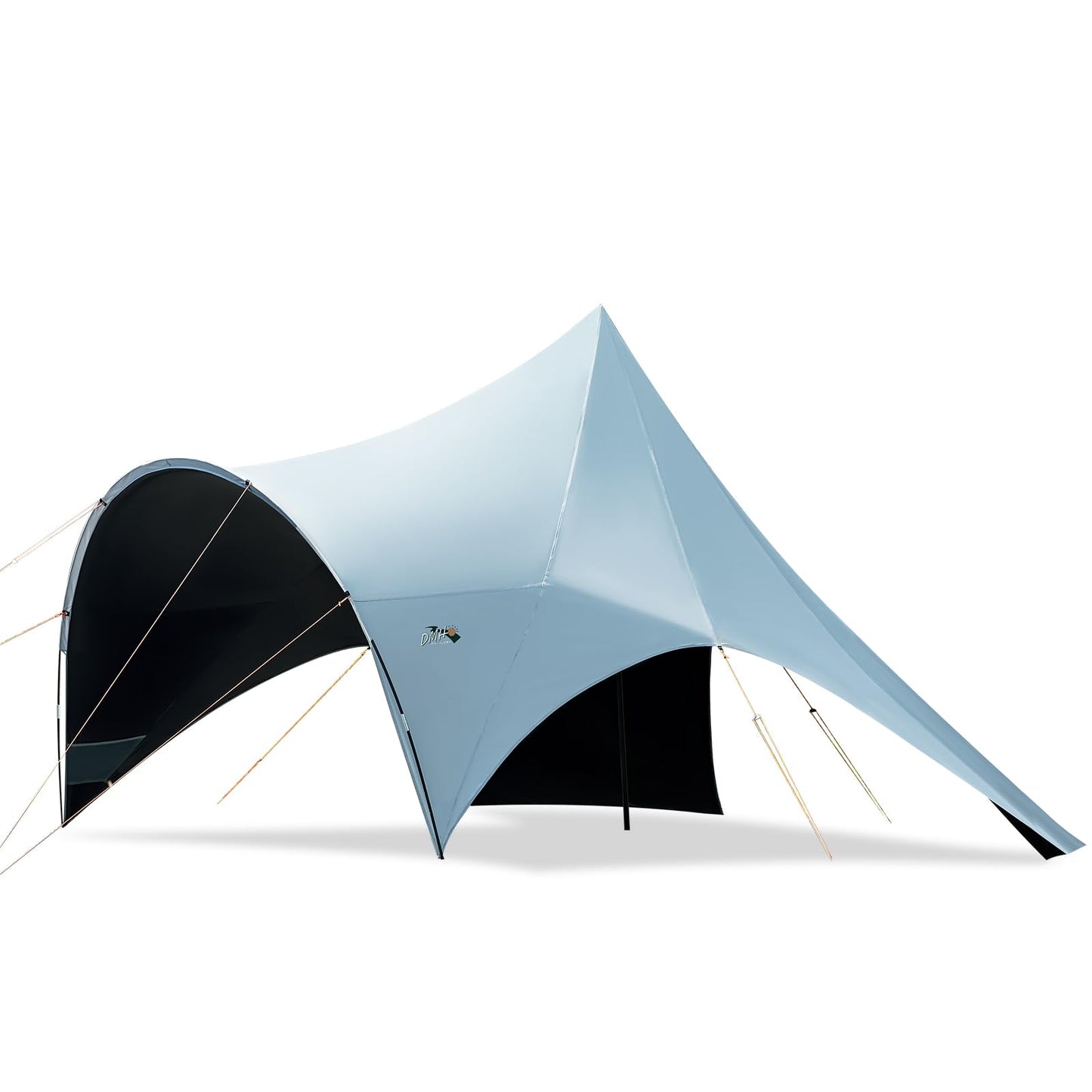 Blackout Camping Canopy Waterproof Tent Tarp with Poles Sun Shade Shelter for Outdoor Camping Backyard Picnic, Included Guy Lines & Luminous Tent Stakes, Gray