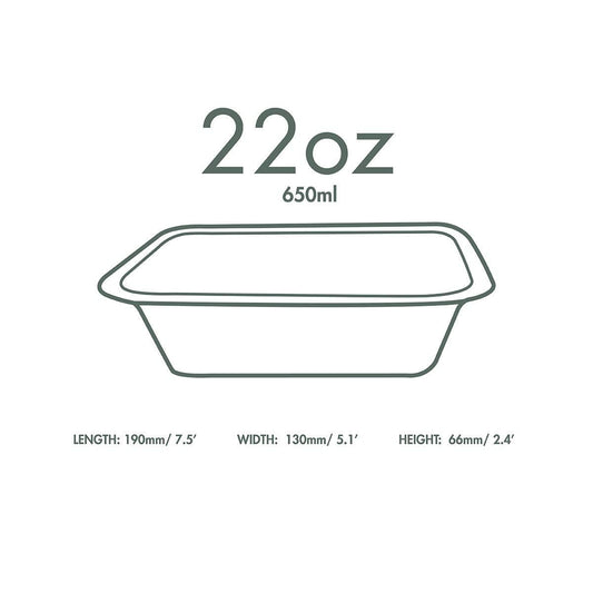 Vegware Compostable 22oz Molded Fiber To Go Containers, Case of 600, Square Nourish, No-Added PFAS, Reuseable, Bagasse, Meal Prep Food Storage, Suitable for Hot or Cold, Choice of Size 4 Lids & bases