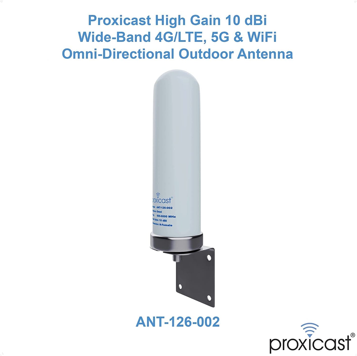 Proxicast 10 dBi 4G/5G/WiFI Omni Antenna + 25 ft Pro-Grade Coax Cable + Free Tape Bundle (ANT-126-002-BDL-25)