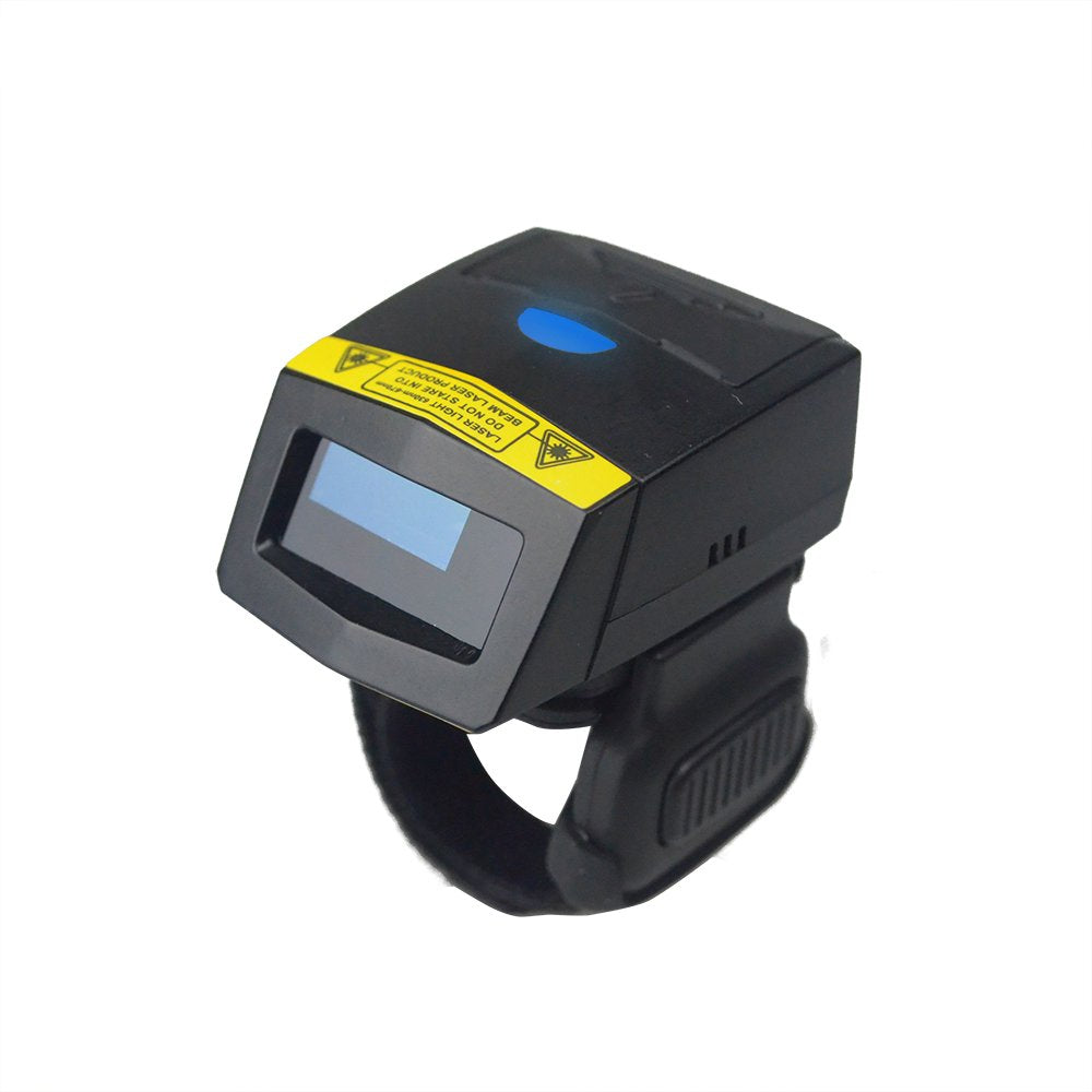 Posunitech Ring Barcode Scanner 1D Reader Mini Wireless Finger Barcode Scanner Compatible with Mac OS, Windows, Android 4.0+, iOS