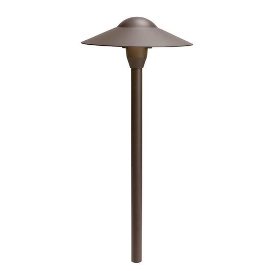 Kichler 8" Outdoor LED Path Light in Textured Architectural Bronze , 12V Adjustable Exterior Dome Light, (8.25" W x 21" H), 15310AZT