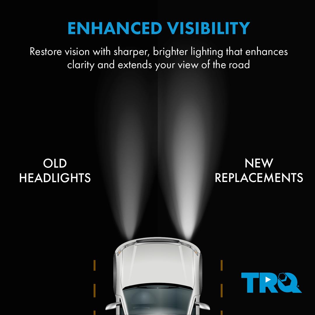 TRQ 2 Piece Headlight Assembly Set Performance Halogen Black Bezel Driver & Passenger Side Compatible with Ford Excursion 2000-2004 F250 F350 1999-2004 F450 F550 1999-2003