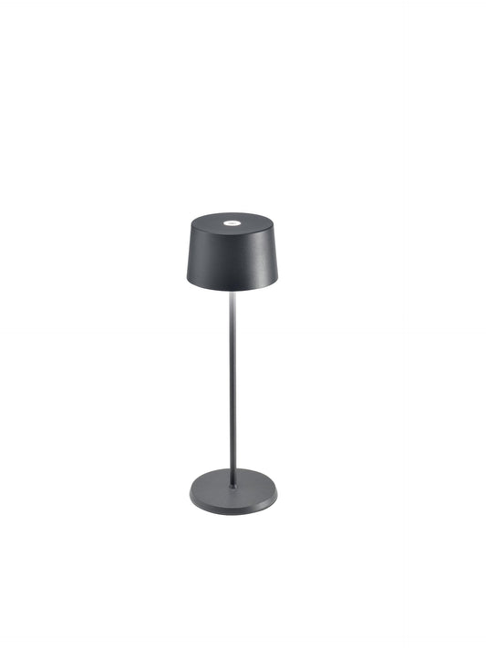 Zafferano, Olivia Pro Lamp, Rechargeable Cordless Table Lamp with Touch Control, Suitable for Indoor and Outdoor, Dimmer, 2700-3000 K, Height 14 Inches, Dark Grey Color