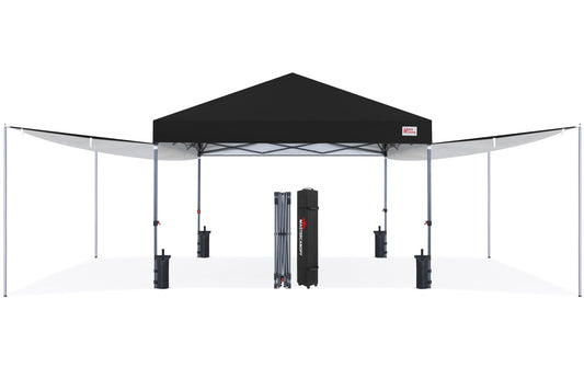 MASTERCANOPY Pop Up 10x10 Canopy Tent with Center Lock, 2 Shelters, 4 Poles, 230 Sq ft of Large Shade Space, for Camping, Picnics & Beach (10'x10',Black)