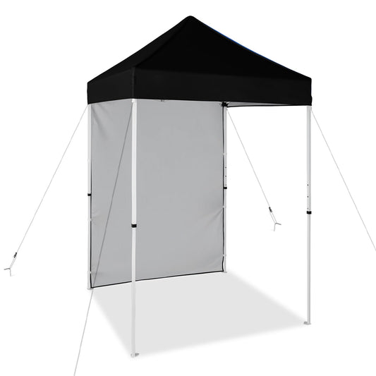 EAGLE PEAK Pop up Canopy 5x5, Outdoor Portable Canopy Tent with One Removable Sunwall, Carry Bag Included, Black