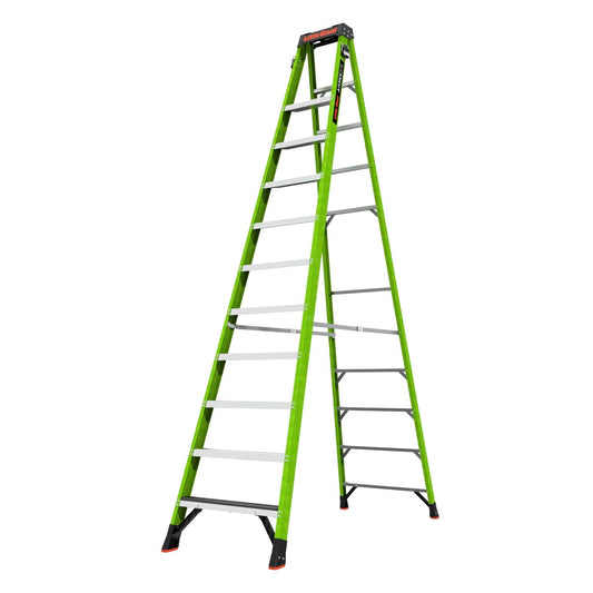 Little Giant A-Force375 12-ft Fiberglass A-Frame Ladder, Type IAA 375 lb, Ground Cue, No Top Rung, Slip-Resistant Feet, Non-Conductive, Tool Holsters, for Jobsite or Home Use
