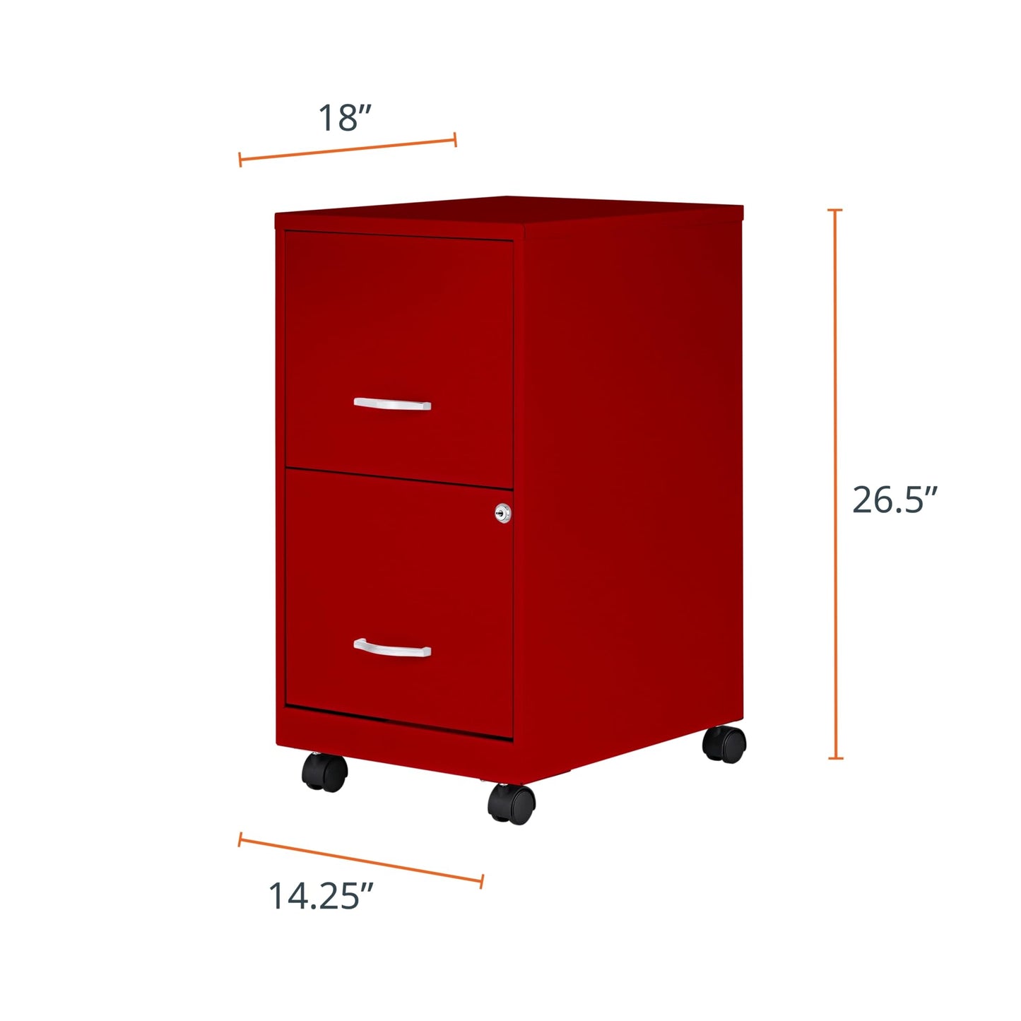 Lorell LYS SOHO File/File Mobile File Cabinet, Red