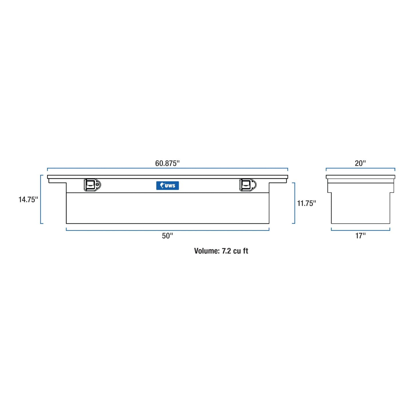 UWS EC10221 60-Inch Heavy-Wall Aluminum Truck Tool Box with Low Profile, RigidCore Lid