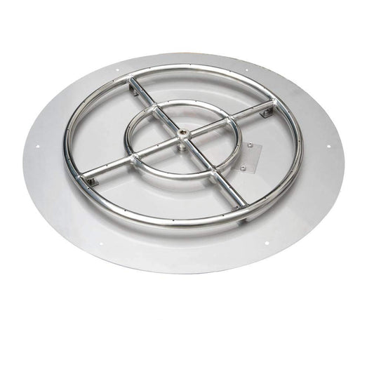 Stanbroil Stainless Steel 30" Round Flat Fire Pit Pan w/24 Fire Burner Ring Installed, BTU 296,000 Max