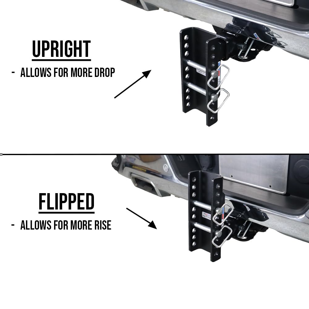Shocker XR Adjustable Channel Pintle & Ball Hitch, Fits 2" Hitch Has 2-5/16"Ball 1" Rise/7" Drop
