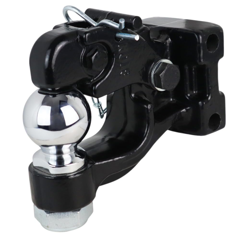 Shocker XR Adjustable Channel Pintle & Ball Hitch, Fits 2" Hitch Has 2-5/16"Ball 1" Rise/7" Drop