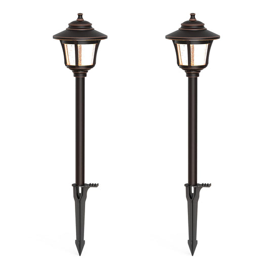 GOODSMANN Low Voltage Landscape Lighting Oil Rubbed Bronze 2PK Path Lights Low Voltage 3W LED 120 Lumen 3000K Warm White with Cable Connectors
