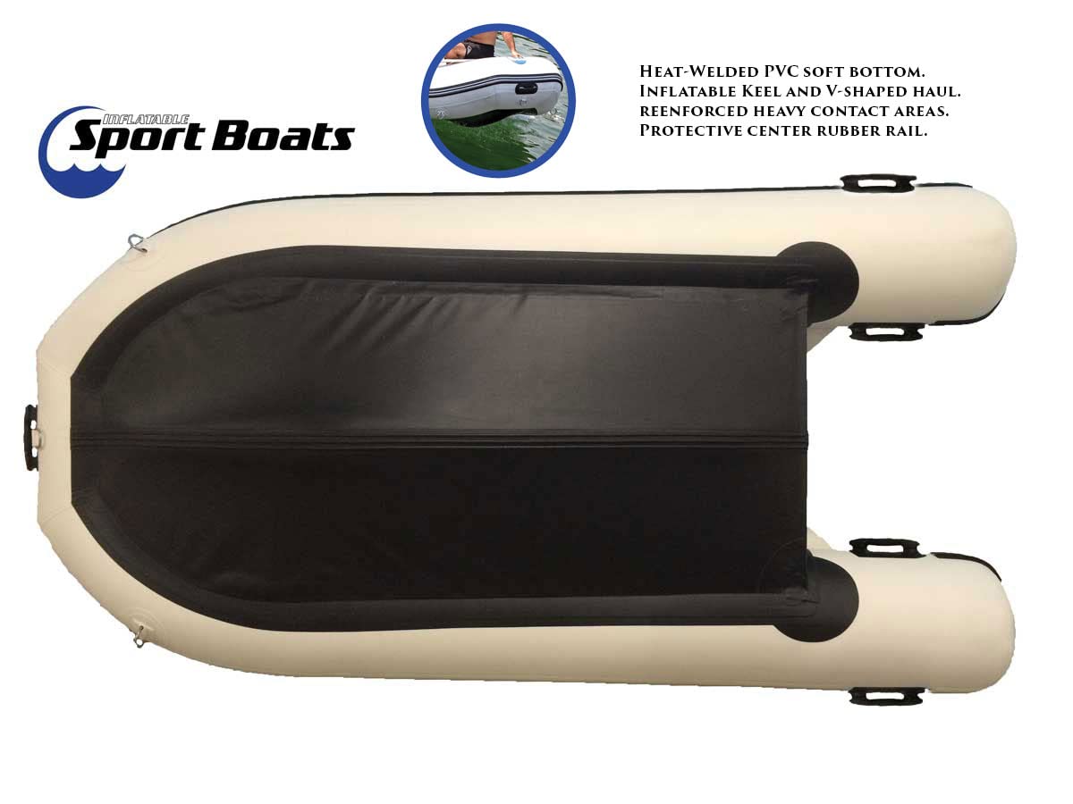 Inflatable Sport Boats Dolphin 8.8' – Fishing Boat with Durable Heat-Welded PVC – Inflatable Boat Easy Setup & Lightweight – 10HP Motor Compatibility – Includes Bench Seat & Carry Bag