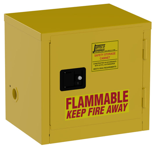 Jamco 6 Gallon Safety Steel Under Counter Metal Storage Cabinet for Flammable Liquids with Manual Closing Doors, Non Forkliftable, 23-Inch x 18-Inch x 22-Inch, Yellow