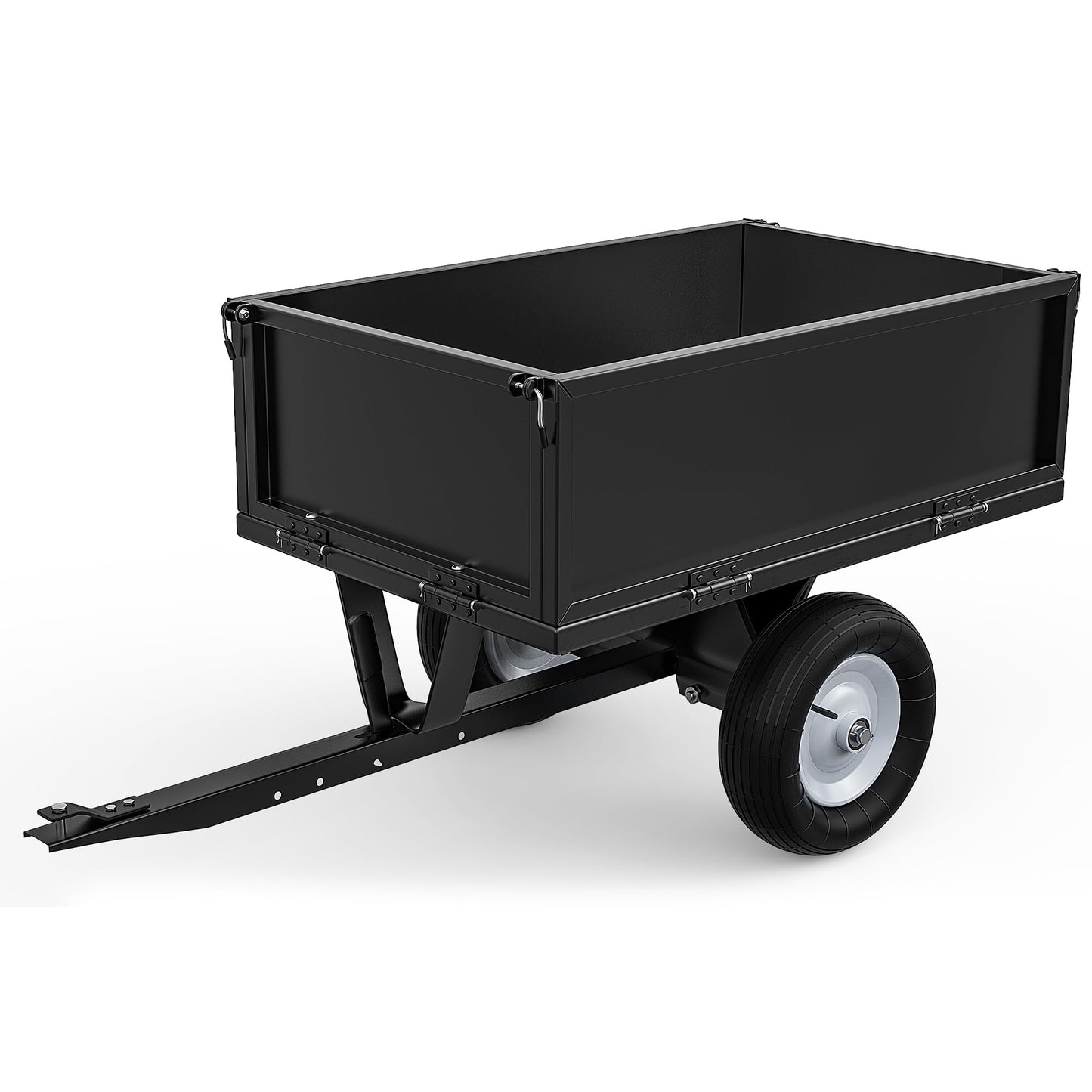 YITAMOTOR 500lbs Heavy Duty ATV Trailer Steel Dump Cart, Tow Behind Utility Dump Trailer with Removable Sides for Riding Lawn Mower Tractor, Black Utility Dump Trailer for Garden & Yard Work