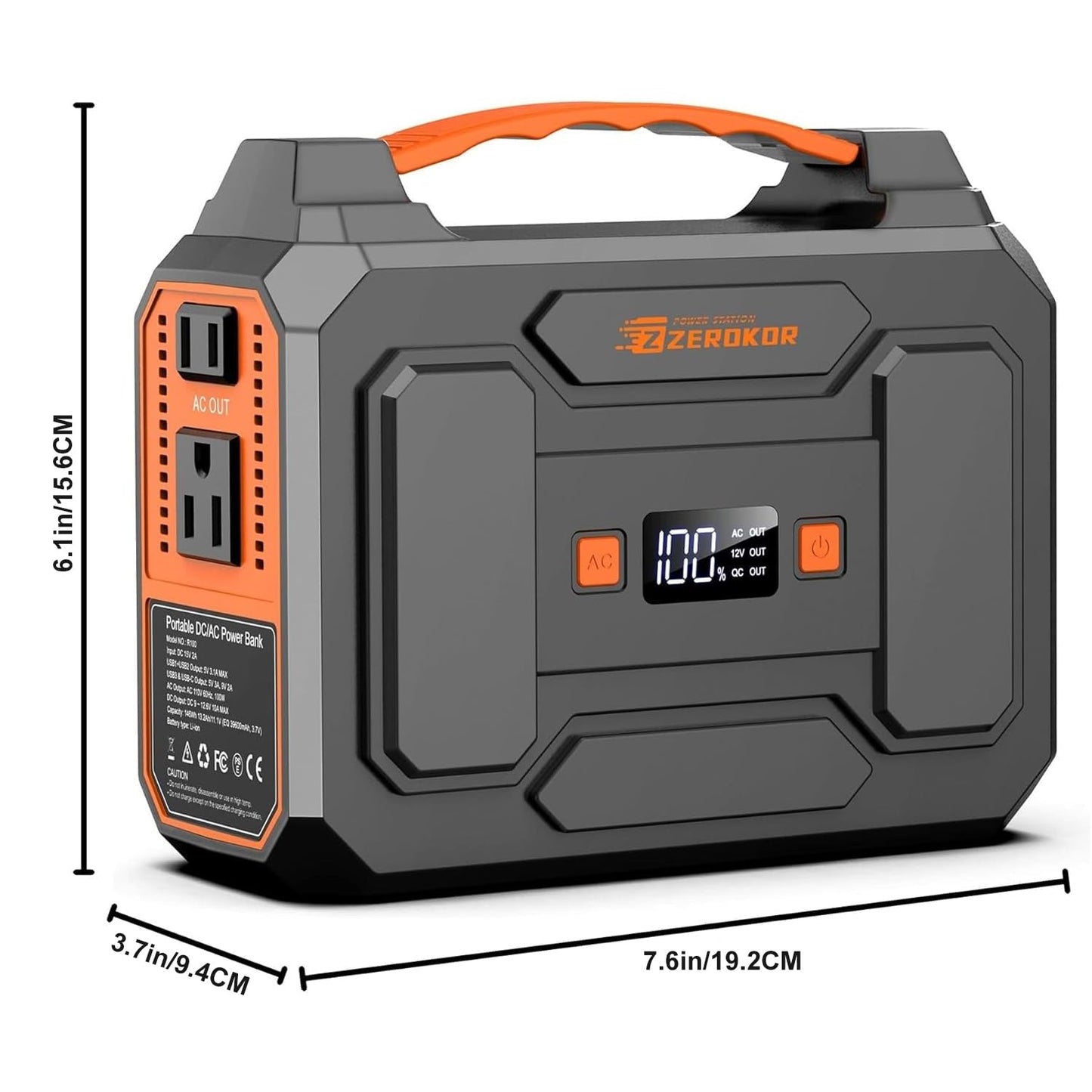 ZeroKor Portable Power Station 100W, Power Pack with 110V AC Outlet, Portable Solar Generator 146Wh External Battery with DC USB C QC3.0 for Smart Devices Camping Home RV VanLife(without Solar Panel)