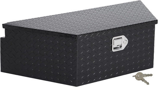ExploreHorizon 39 Inch Aluminum Trailer Tongue Tool Box, Heavy Duty Utility Storage Box with Lock and Keys, Diamond Plate Waterproof Trailer Box Organizer for Pick Up Truck Beds - Black