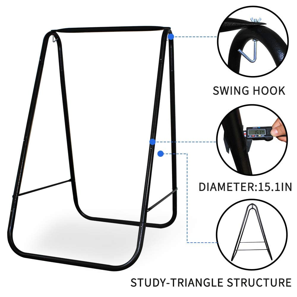 PIRNY Hammock Chair Stand,Include Large Hanging Indoor Swing,MAX Load 500 LBS, Heavy-Duty Steel Hammock Stand for Indoor Outdoor(Grey)