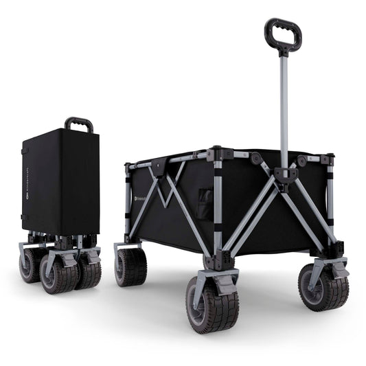 Kinderkraft ROLLSTER, Foldable Wagon, 220 lbs Load Capacity, 34 Gallon Capacity, Sturdy Steel Frame, Oxford 600D Fabric, Large All-Terrain Wheels, Telescopic Handle, Compact, Easy to Transport, Black