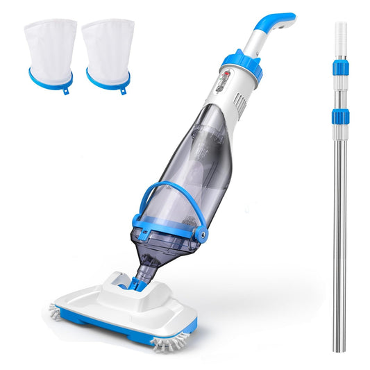 Consciot Handheld Pool Vacuum with Telescopic Pole, 18.5 GPM Suction, Up to 1-Hour Runtime – Cordless Cleaner for Pools, Spas & Hot Tubs, Includes 2-Pack Filter Bags