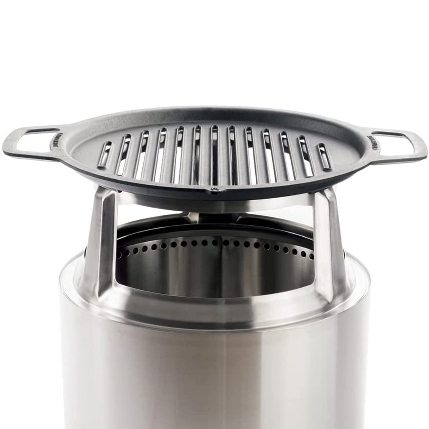 Solo Stove Bonfire Grill Top and Hub, Cast Iron Cooktop with Stainless steel Hub for 8” Elevation, Addition for Bonfire Fire Pit, Weight: 20 lbs, Diameter: 17.5"