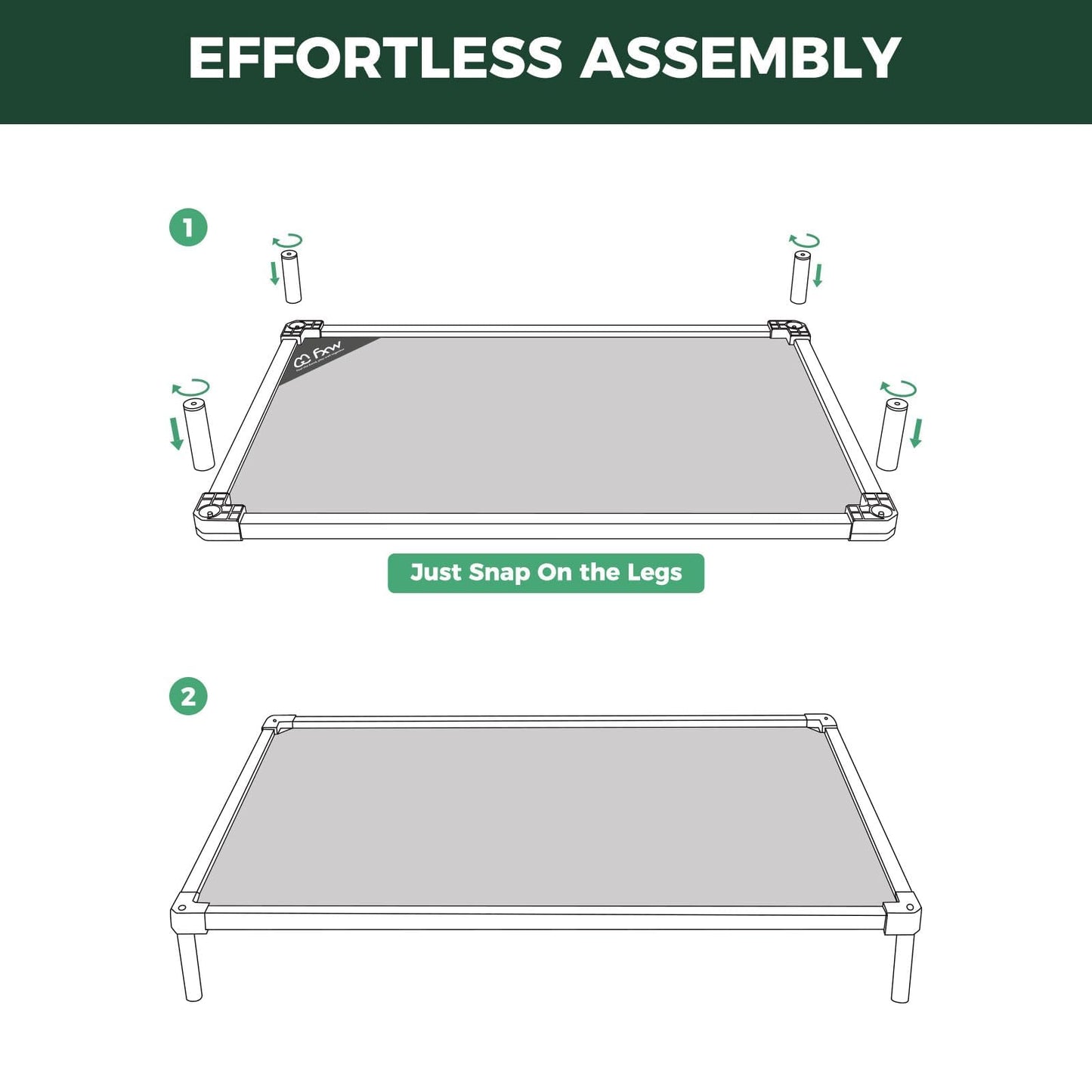 FXW TitanNest Chew-Proof Elevated Dog Bed, Raised Cot for Indoor/Outdoor/Camping Use, Durable & Waterproof Cooling Pet Bed for Small Dogs, 35.0" L x 22.0" W x 4.5" H, Black