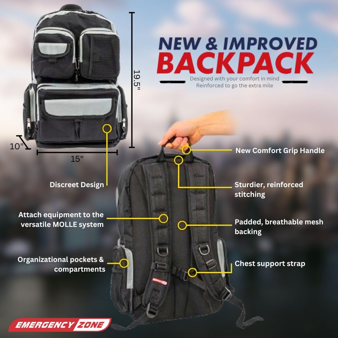 Emergency Zone Urban Survival Bug Out Bag - 4 Person | Bugout Backpack Survival Kit w/Emergency Food Supply, Survival Gear and Supplies for Disasters