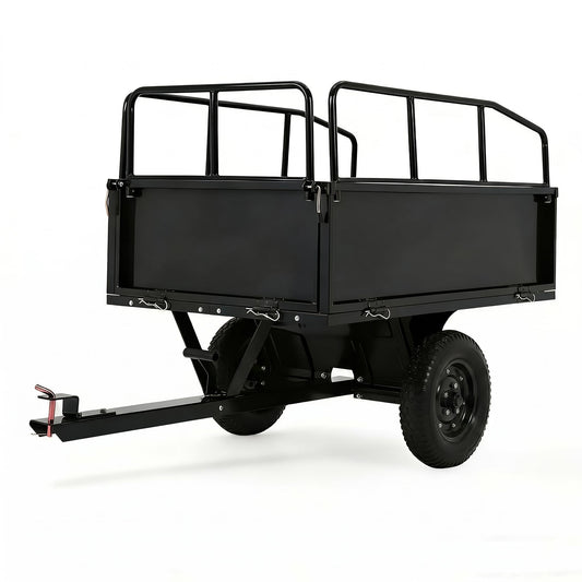 GarveeLife Lawn Mower Trailer ATV Dump Cart Tow Behind, 750 Lb Utility Garden Cart, 15 Cu.Ft, Heavy Duty Steel Garden Utility Trailer with Removable Sides for Atvs, Utvs Lawn Garden Tractors